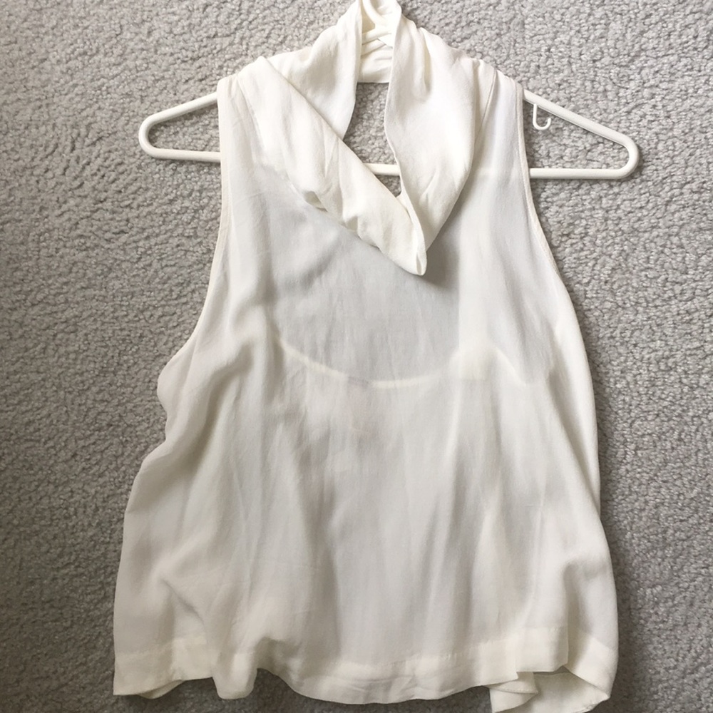 White cowl neck tank top